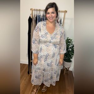 Ophelia Roe floral boho midi length dress - plus size